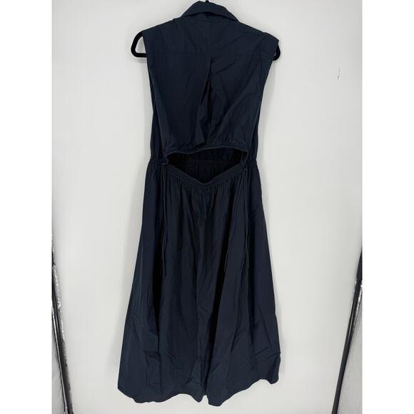 Rag and Bone Dress Joan Poplin Midi Dress in Black Size Large Cotton Collared - Picture 5 of 9